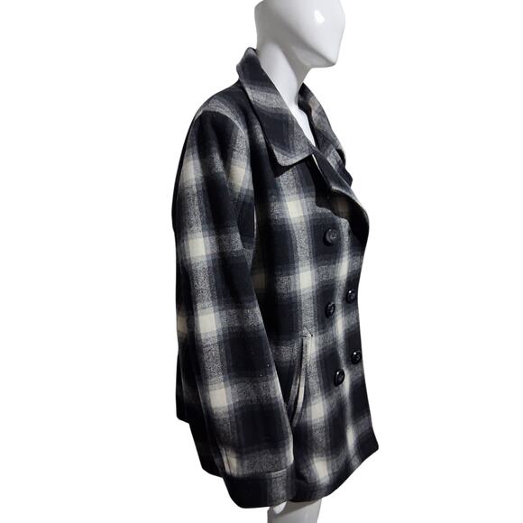 Old Navy Women's size XXL Plaid Double Breasted Casual Outerwear Wool Peacoat - Picture 13 of 14
